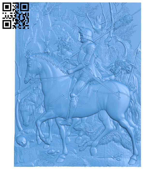 Horse-riding warrior A004739 download free stl files 3d model for CNC wood carving