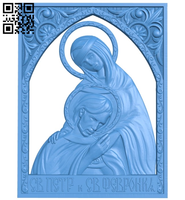 Icon of Saints Peter and Fevronia A004752 download free stl files 3d model for CNC wood carving