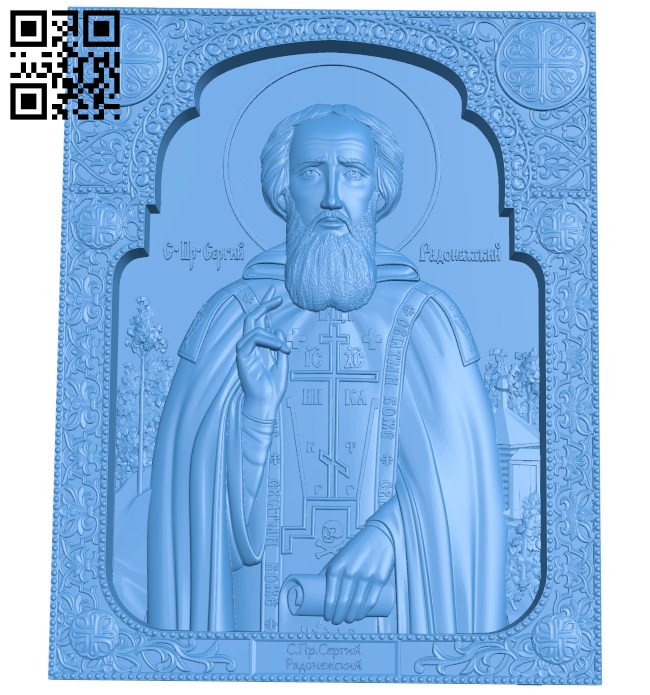 Icon of Sergius of Radonezh A004636 download free stl files 3d model for CNC wood carving