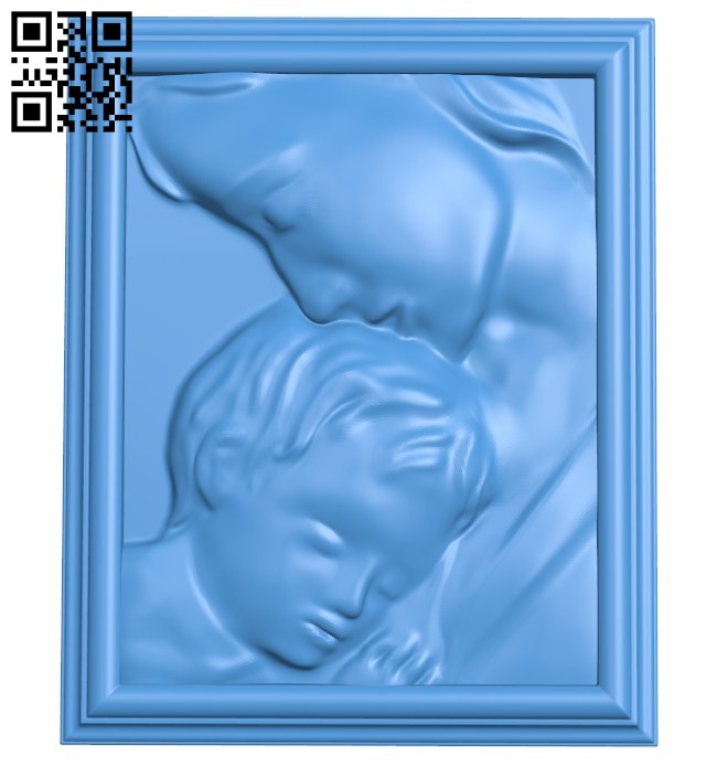 Mother and child picture A004620 download free stl files 3d model for CNC wood carving