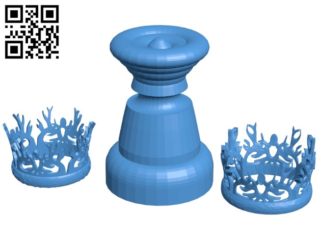 Queen crowns - Chess B007008 file stl free download 3D Model for CNC and 3d printer