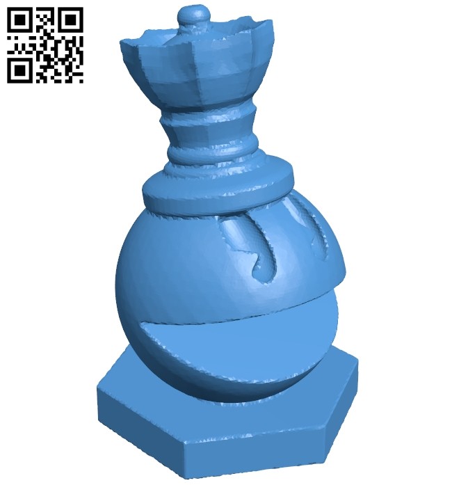 Queen - pacman chess B007076 file stl free download 3D Model for CNC and 3d printer