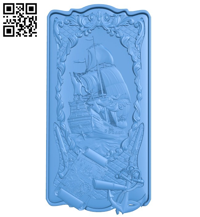 Ship-shaped door to the sea A004628 download free stl files 3d model for CNC wood carving