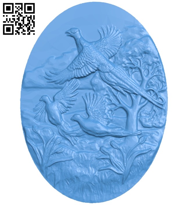 The jungle chicken painting A004684 download free stl files 3d model for CNC wood carving
