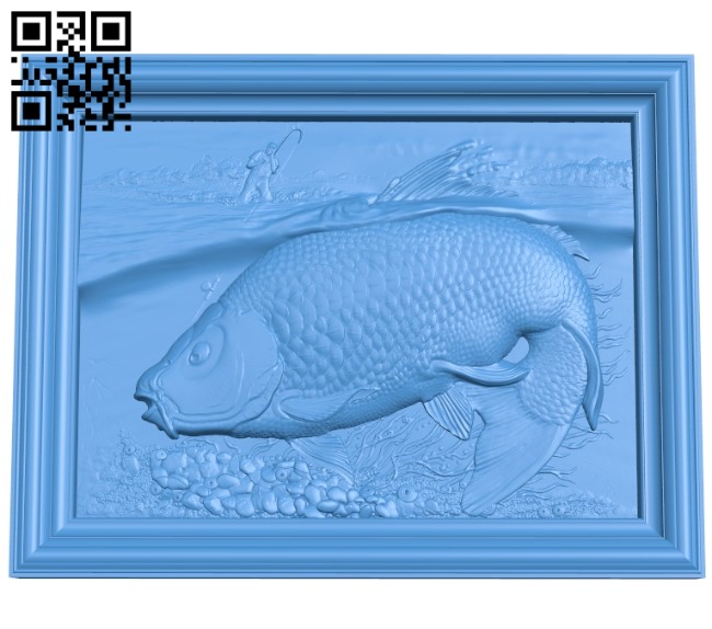 The picture of carp fisherman A004680 download free stl files 3d model for CNC wood carving