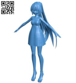 Cute anime girl B007354 file stl free download 3D Model for CNC and 3d printer