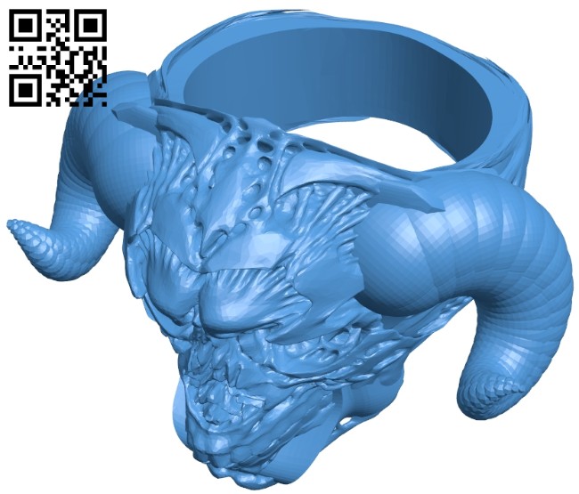 Devil's face ring B007248 file stl free download 3D Model for CNC and 3d printer