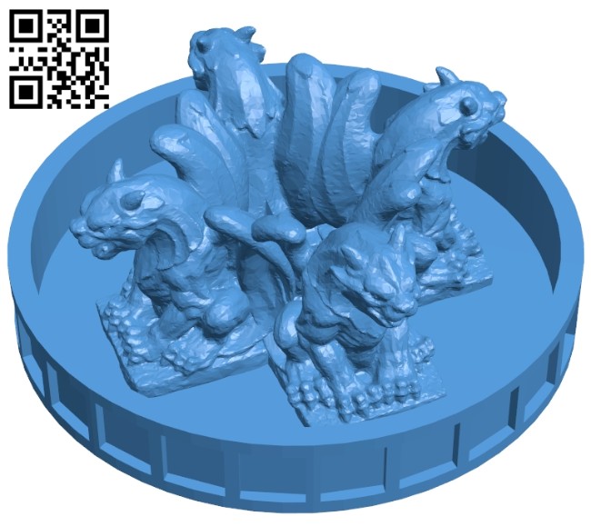 Gargoyle fountain basin B007447 file stl free download 3D Model for CNC and 3d printer