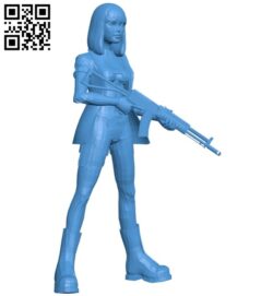 Girl with gun B007178 file stl free download 3D Model for CNC and 3d printer