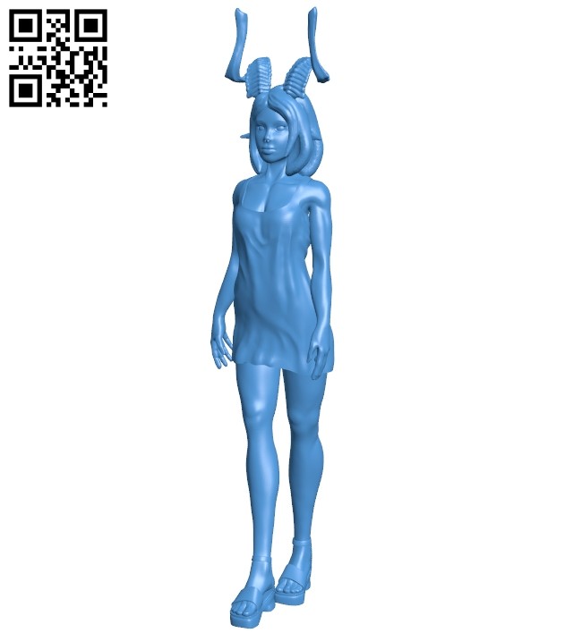 Horned Girl B007405 file stl free download 3D Model for CNC and 3d printer