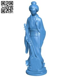 JG woman with samisen B007488 file stl free download 3D Model for CNC and 3d printer