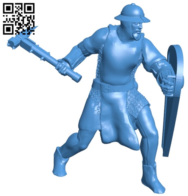 Man - attacking soldier B007444 file stl free download 3D Model for CNC and 3d printer