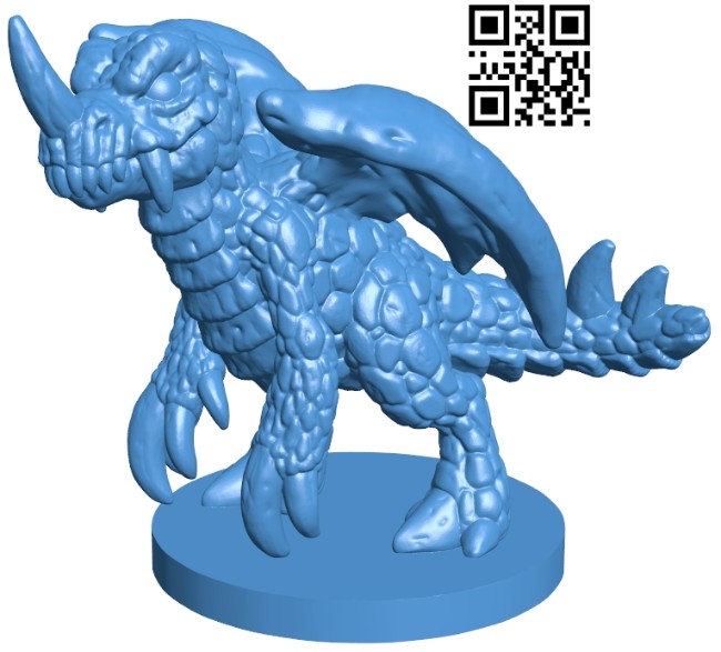 One-horned dragon B007281 file stl free download 3D Model for CNC and 3d printer