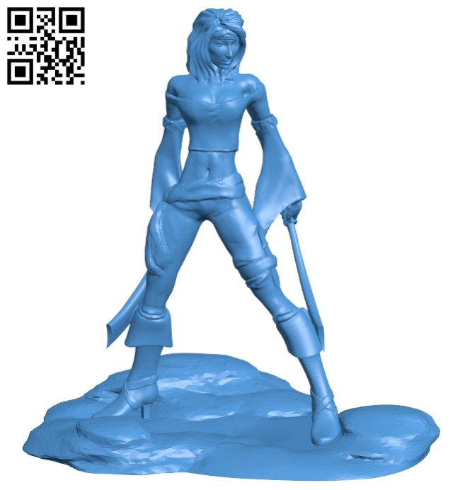 Slender girl pirate B007513 file stl free download 3D Model for CNC and 3d printer