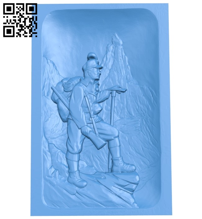 Soldier picture on mountain A004819 download free stl files 3d model for CNC wood carving
