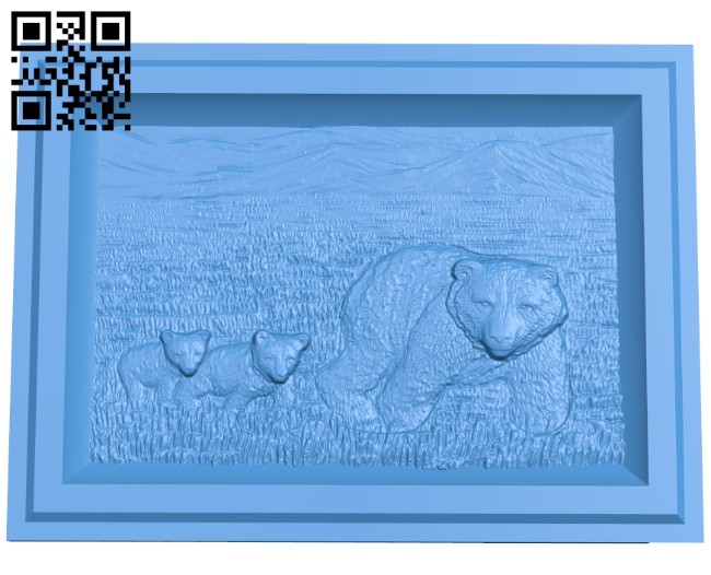 A picture of a mother bear and a cub A005043 download free stl files 3d model for CNC wood carving