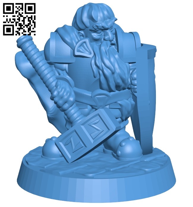 Dwarf paladin viking warrior man B007652 file stl free download 3D Model for CNC and 3d printer