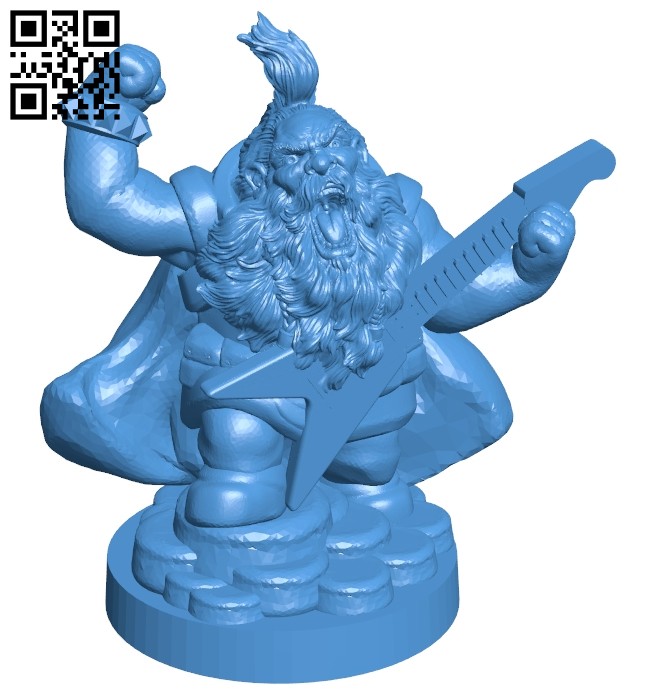 Dwarf rockstar statue man B007663 file stl free download 3D Model for CNC and 3d printer