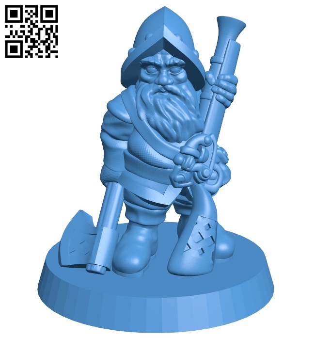 Dwarf warrior - Gnome rifleman B007687 file stl free download 3D Model for CNC and 3d printer