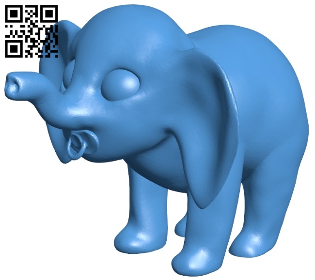 Elephant with pacifier B007709 file stl free download 3D Model for CNC and 3d printer