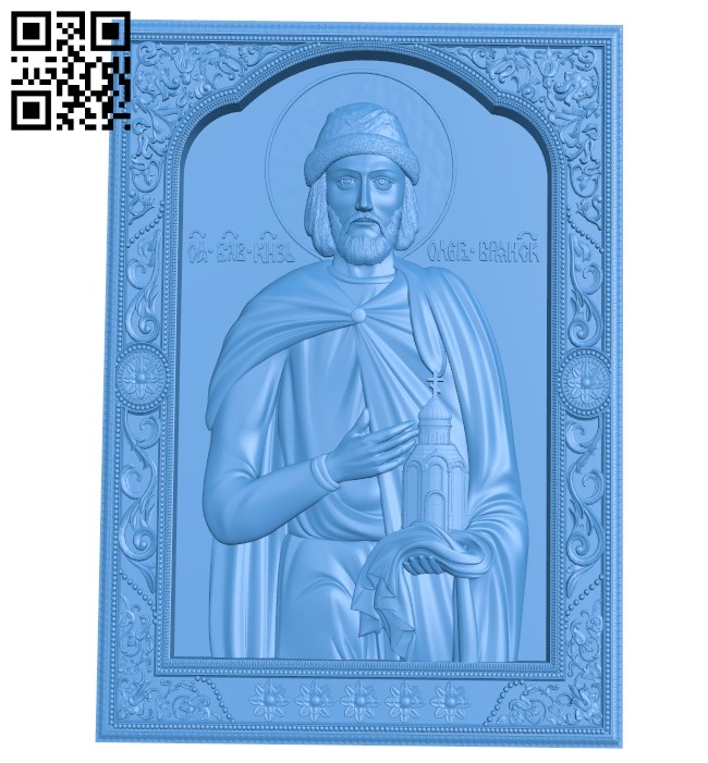 Icon of the Holy Blessed Prince Oleg of Bryansk A005069 download free stl files 3d model for CNC wood carving