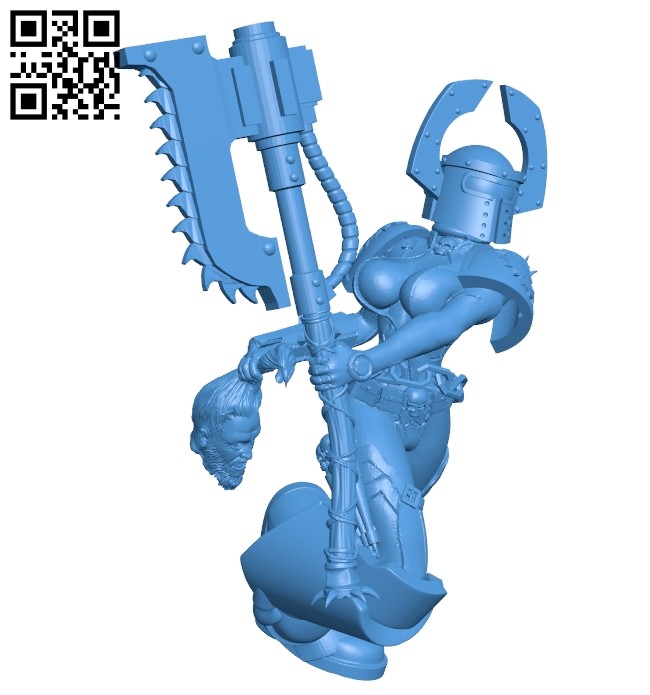 Khorne female warrior wearing armor B007700 file stl free download 3D Model for CNC and 3d printer