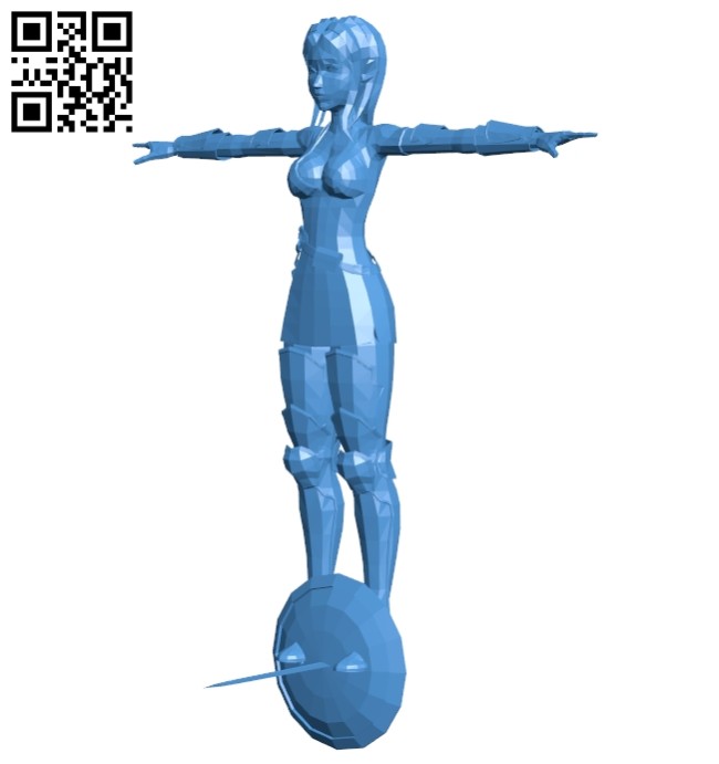 Medieval character warrior woman B007705 file stl free download 3D Model for CNC and 3d printer