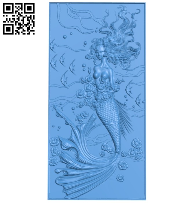 Mermaid door pattern A005112 download free stl files 3d model for CNC wood carving