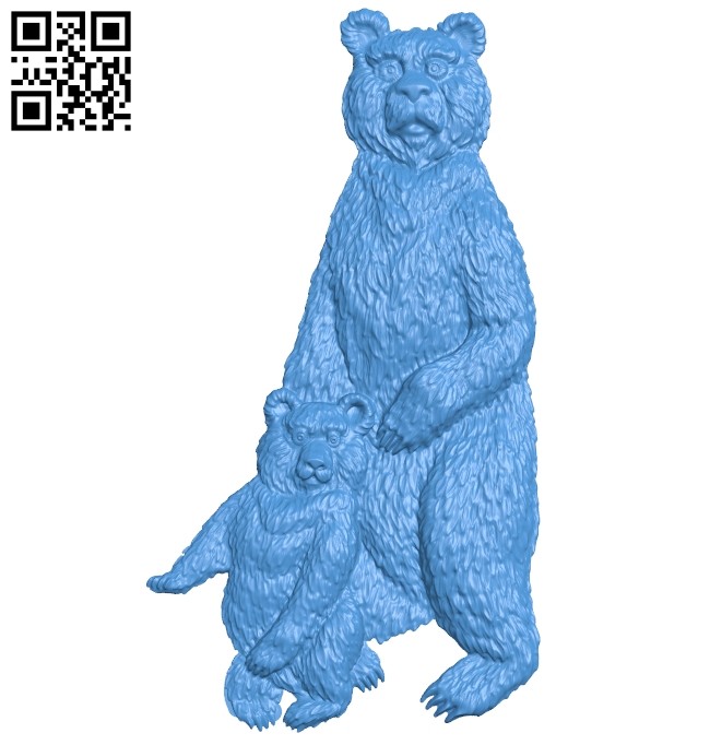 Mother bear and cub A005096 download free stl files 3d model for CNC wood carving