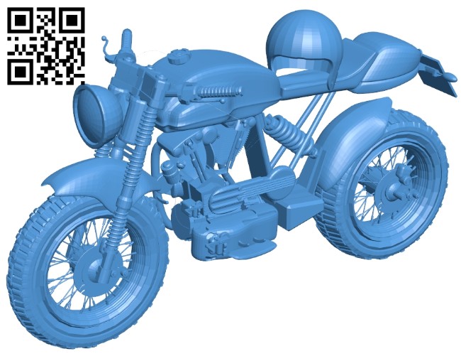 Motorbike with helmet B007845 file stl free download 3D Model for CNC and 3d printer