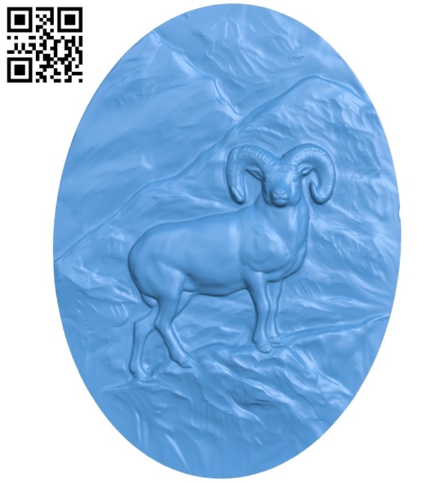 Oval picture of a goat A005046 download free stl files 3d model for CNC wood carving