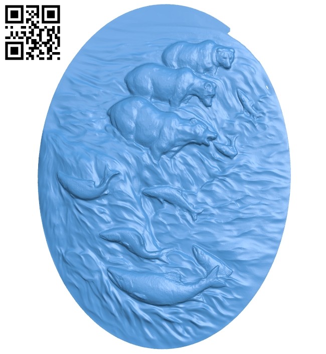 Oval picture of bears A005040 download free stl files 3d model for CNC wood carving