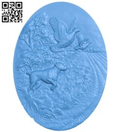 Oval picture of wild chicken hunting dog A005041 download free stl files 3d model for CNC wood carving