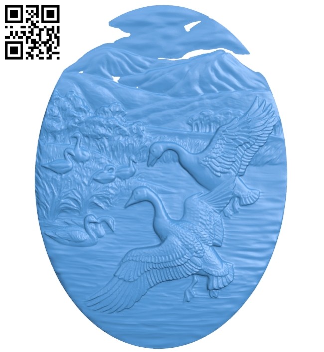Oval picture of wild ducks A005042 download free stl files 3d model for CNC wood carving