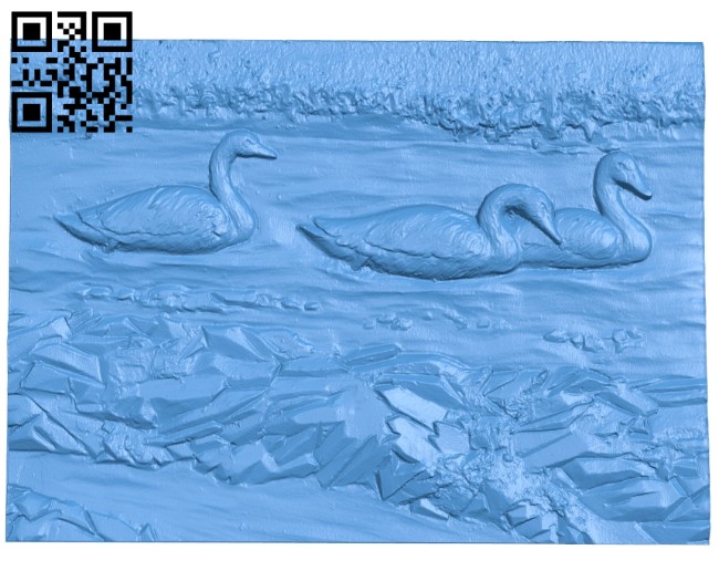 Painting of swans A005100 download free stl files 3d model for CNC wood carving