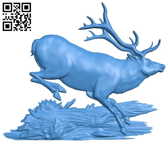 Painting picture of running deer A005044 download free stl files 3d model for CNC wood carving