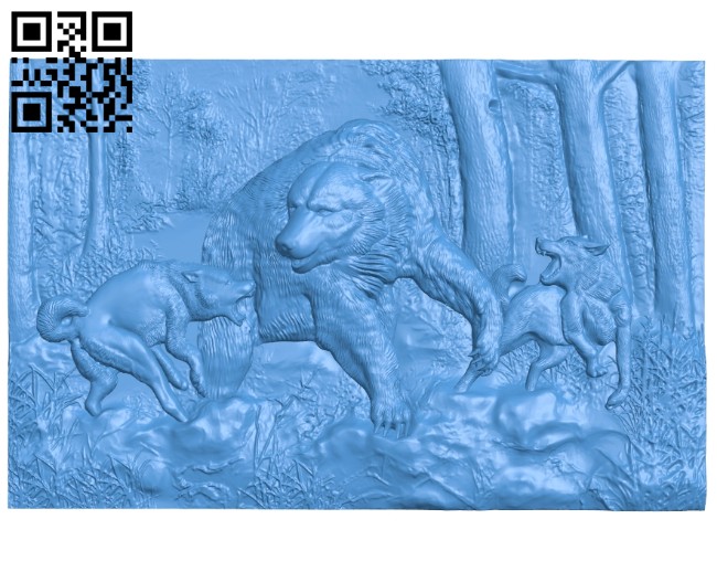 Pictures of hunting dogs and bears A005095 download free stl files 3d model for CNC wood carving