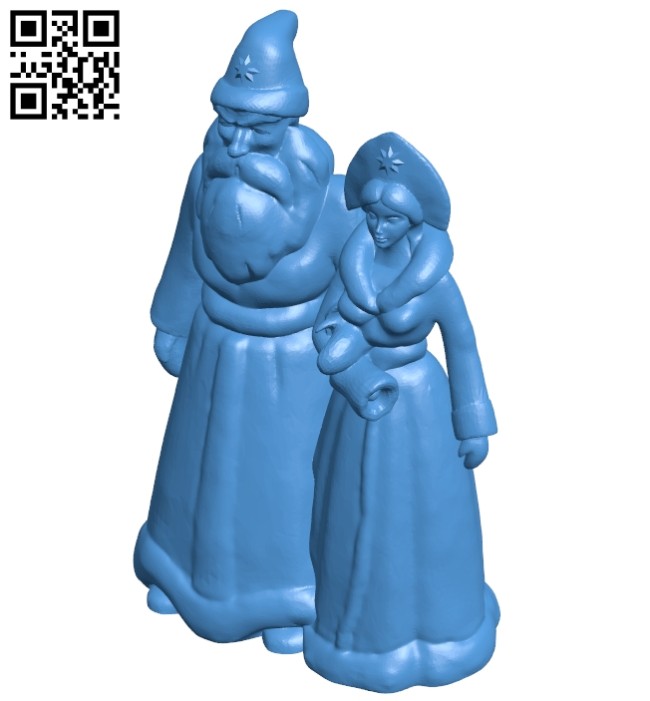 Santa claus and snow girl B008014 file stl free download 3D Model for CNC and 3d printer