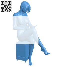 The girl sits and writes a letter B007784 file stl free download 3D Model for CNC and 3d printer