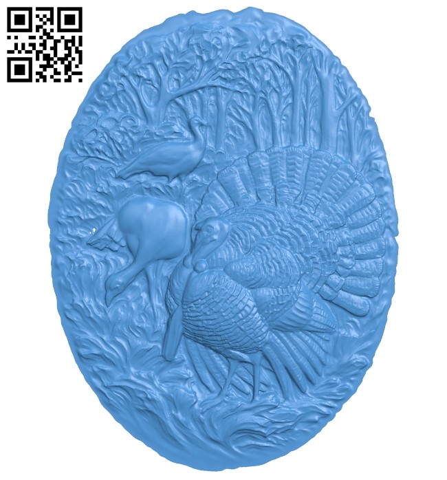 Turkey oval picture A005045 download free stl files 3d model for CNC wood carving