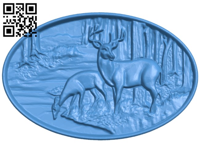 Two deer by the stream A005058 download free stl files 3d model for CNC wood carving