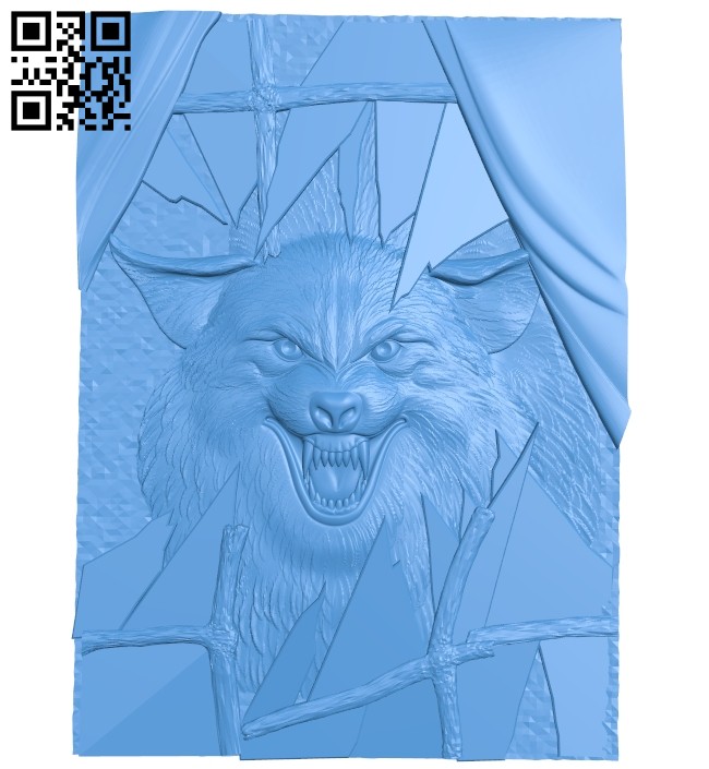 Wolf painting and glass door A005056 download free stl files 3d model for CNC wood carving