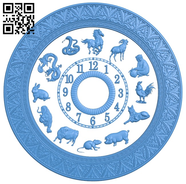 12 zodiac clock A005263 download free stl files 3d model for CNC wood carving