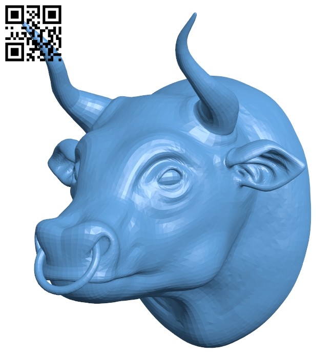 Head bull with ring B008192 file stl download 3D Model for CNC and 3d printer – Download Stl Files