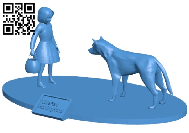Little Red Riding Hood and the Wolf B008069 file stl free download 3D Model for CNC and 3d printer