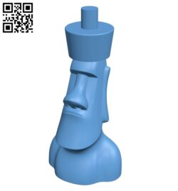 Moai chess – moai king B008152 file stl free download 3D Model for CNC and 3d printer