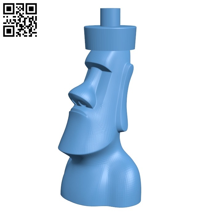 Moai chess - moai queen B008155 file stl free download 3D Model for CNC and 3d printer