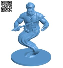 Mr Djinni with a sword B008309 file stl free download 3D Model for CNC and 3d printer