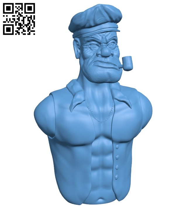 Popaj bust B008268 file stl free download 3D Model for CNC and 3d printer