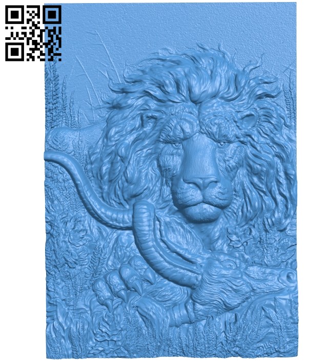 The picture of a lion hunting A005268 download free stl files 3d model for CNC wood carving